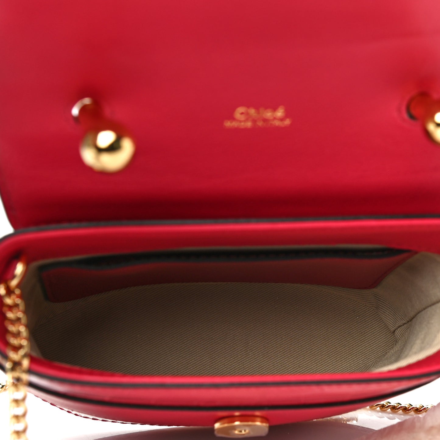 Calfskin Crocodile Embossed Small Aby Lock Dusky Red