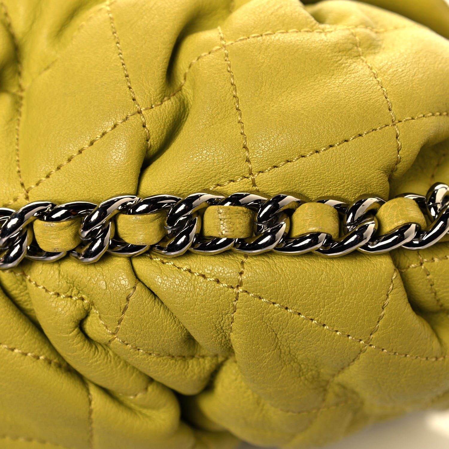 Chanel Washed Lambskin Chain Around Medium Messenger Yellow 12 of 15