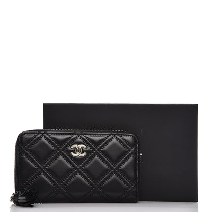 Chanel Lambskin Quilted Medium Zip Around Wallet Black 9 of 9