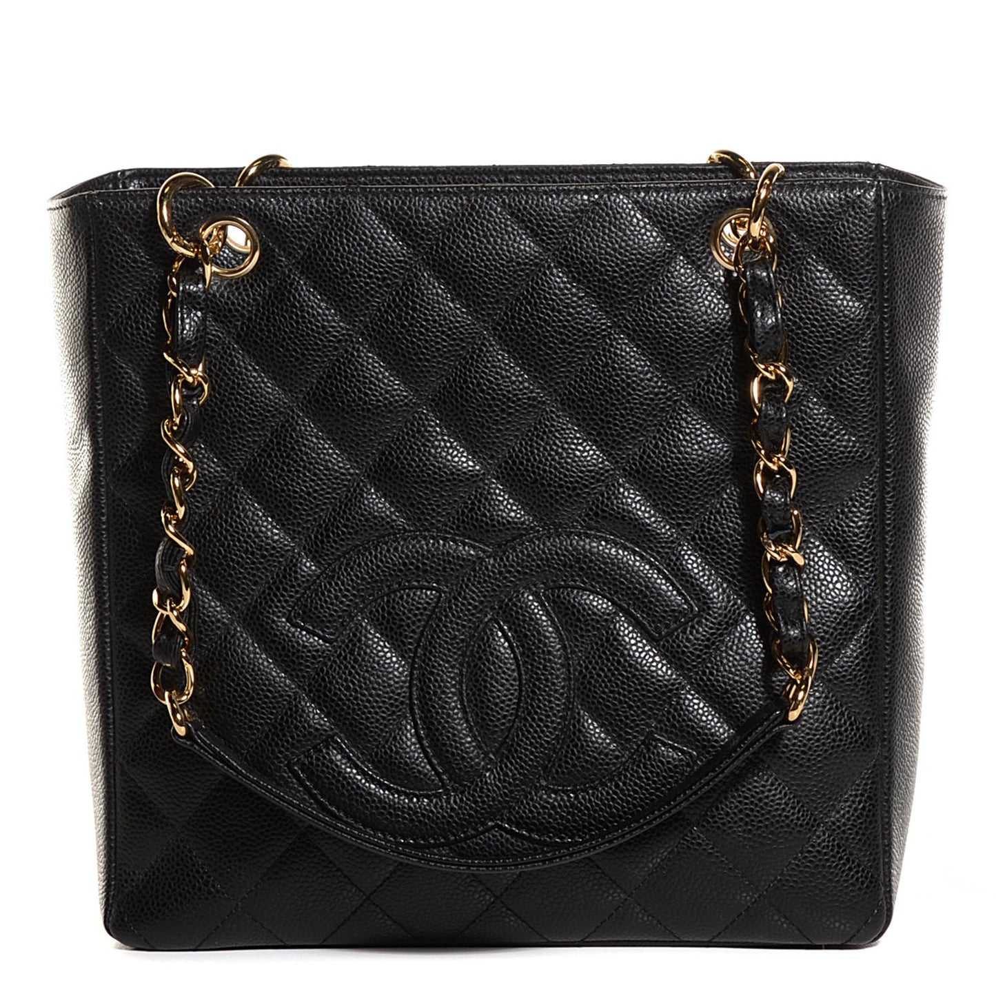 Caviar Quilted Petit Shopping Tote PST Black
