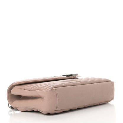 Saint Laurent Sheepskin Matelasse Chevron Monogram Medium College Bag Rose Poudre 4 of 14