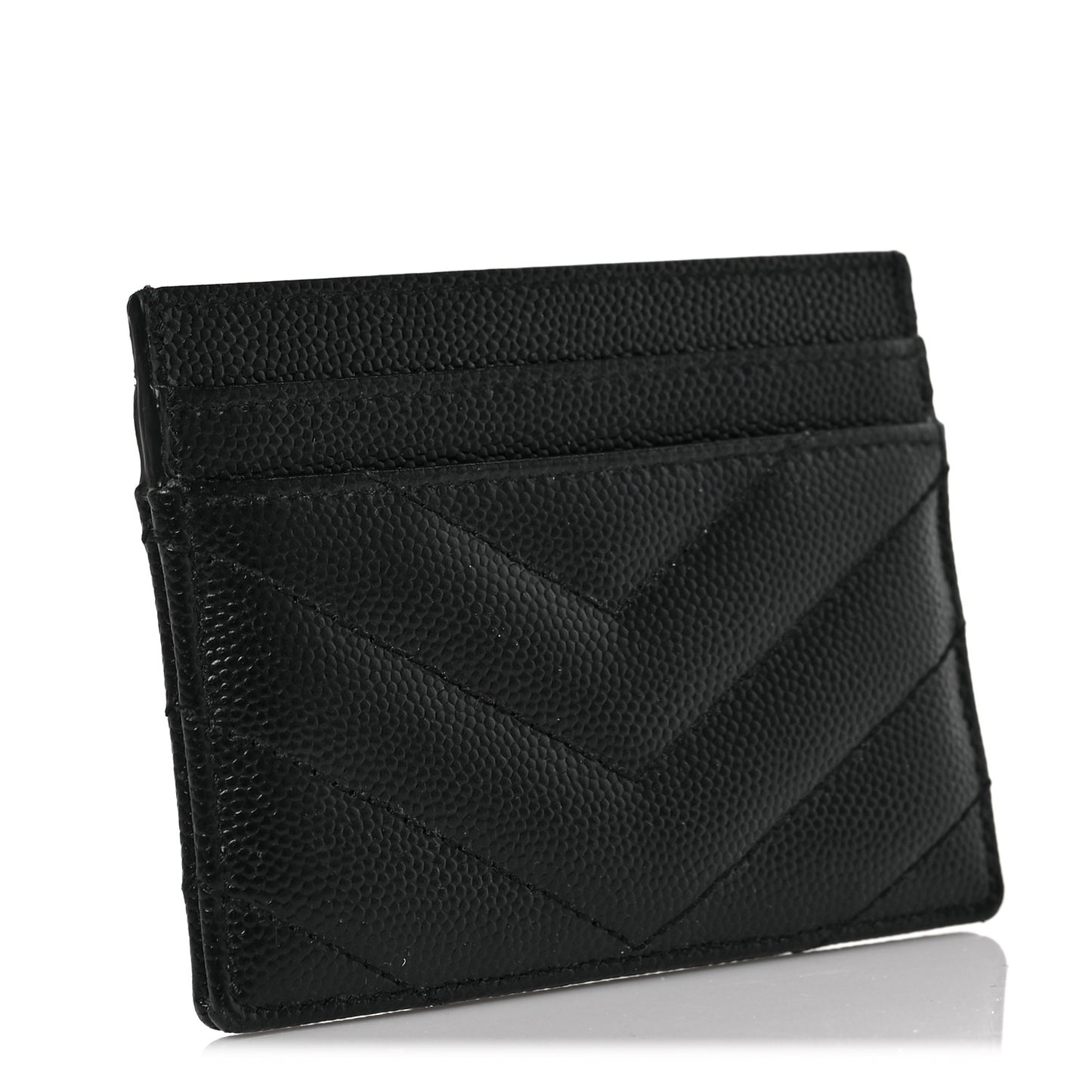 Grain De Poudre Matelasse Chevron Monogram Credit Card Case Black