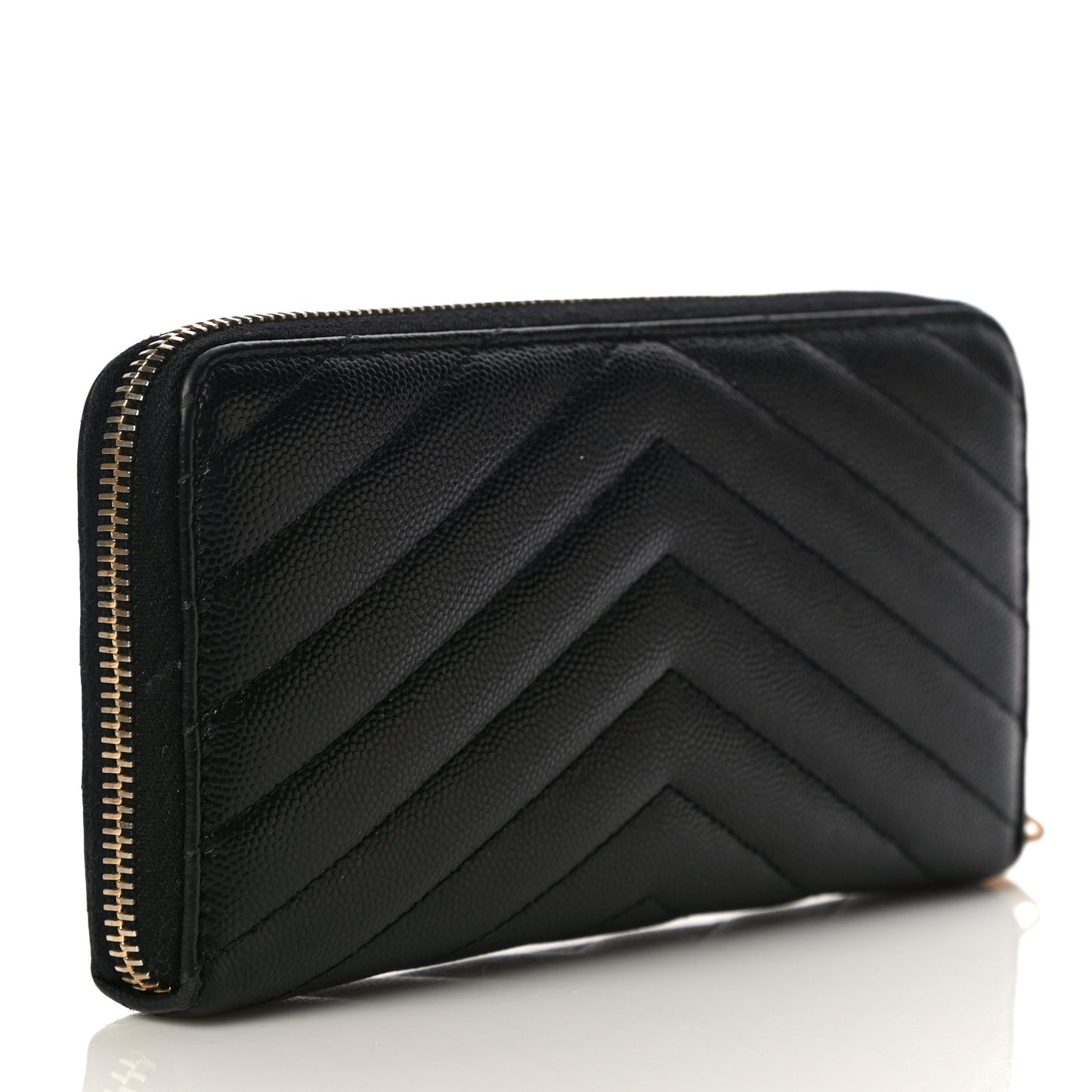 Grain De Poudre Matelasse Chevron Monogram Zip Around Wallet Black