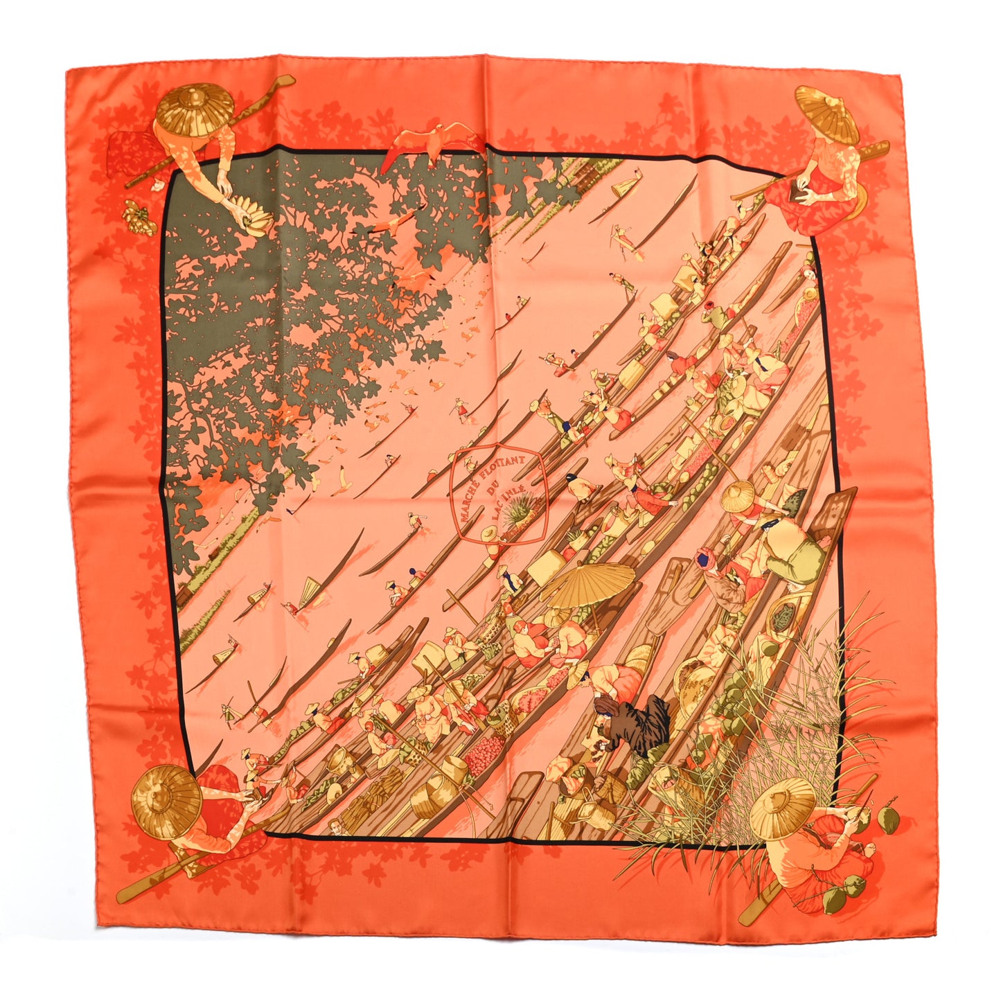 Silk Marche Flottant du Lac Inle Scarf 90