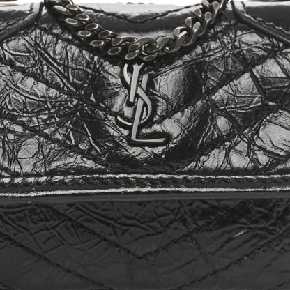 Saint Laurent Crinkled Calfskin Matelasse Monogram Niki Airpods Holder Micro Bag Black 8 of 10