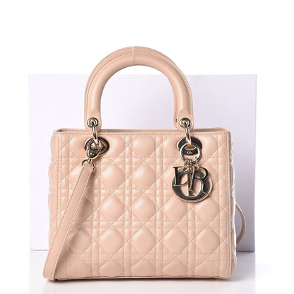 Christian Dior Lambskin Cannage Medium Lady Dior Beige 15 of 15