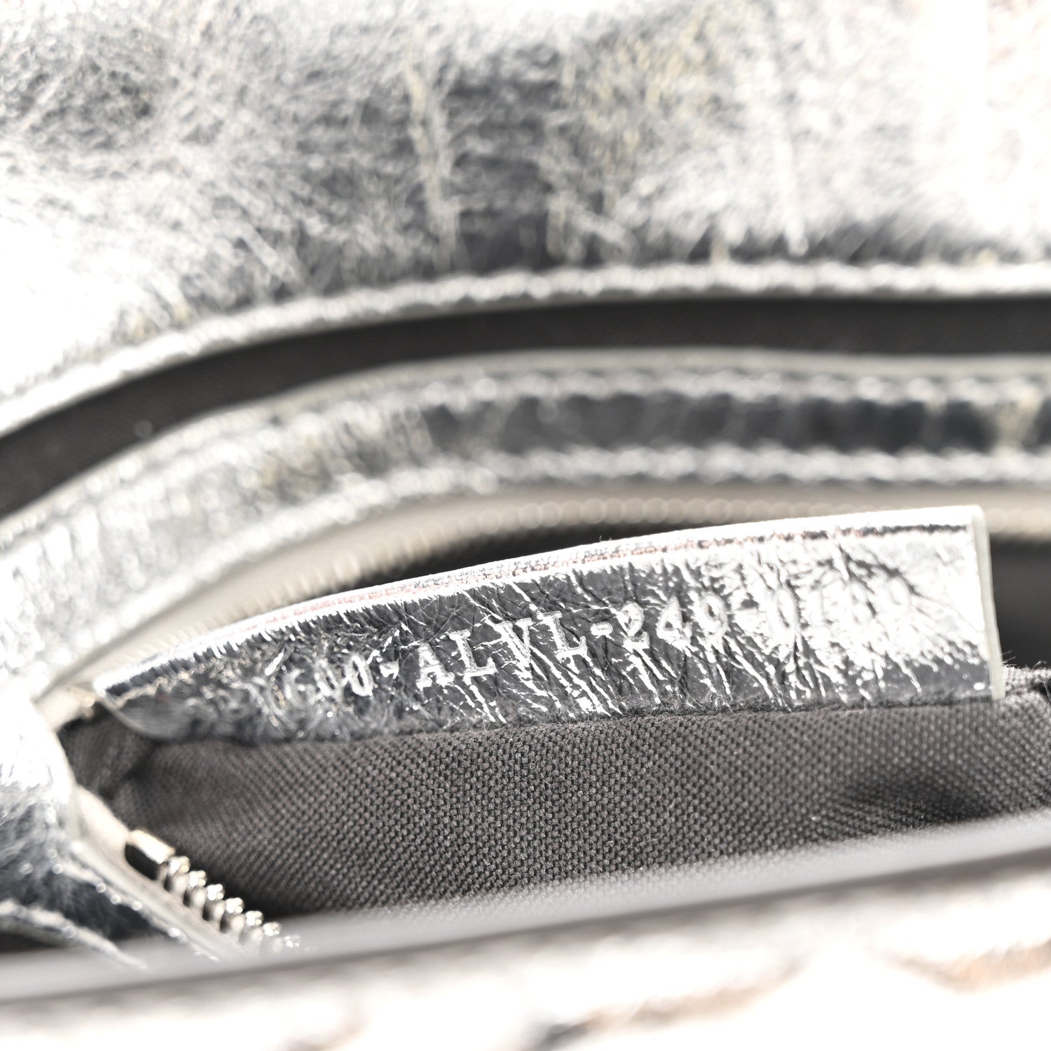 Fendi Vitello Catalan Mirror FF 1974 Embossed Baguette Argento 7 of 10