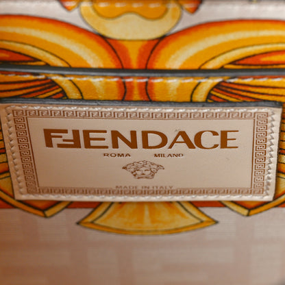Fendi X VERSACE Vitello Seta Nappa Fendace FF Baroque Small Peekaboo I SEE U Satchel Rosa Confetto White Gold 8 of 10