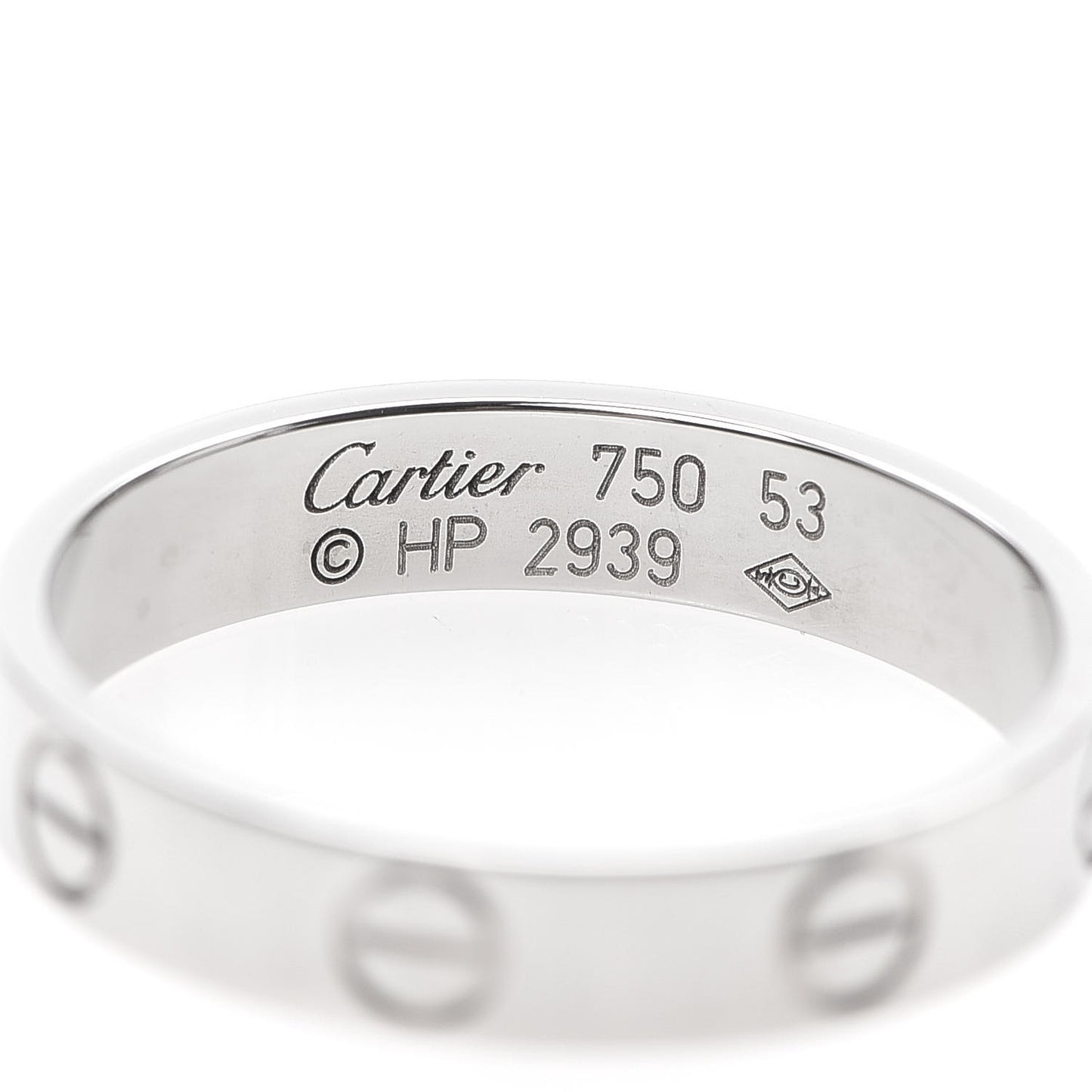 18K White Gold 3.5mm LOVE Wedding Band Ring 53 6.25