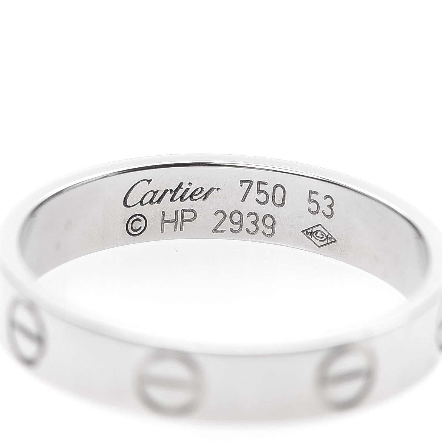 Cartier 18K White Gold 3.5mm LOVE Wedding Band Ring 53 6.25 4 of 5