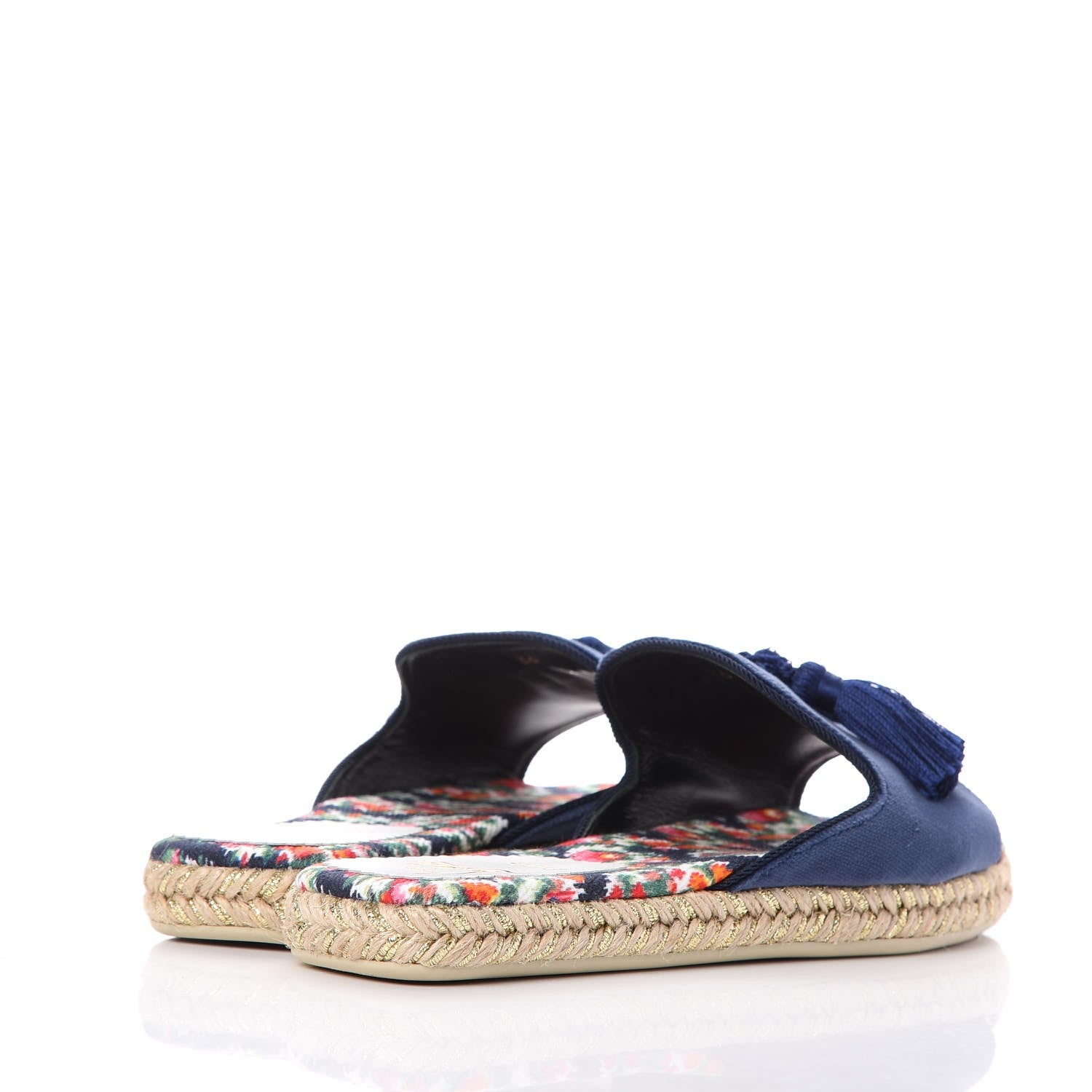 Christian Louboutin Velvet Pacha Tasseled Espadrille Slides 36 Blue 4 of 10