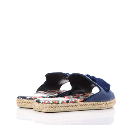 Christian Louboutin Velvet Pacha Tasseled Espadrille Slides 36 Blue 4 of 10