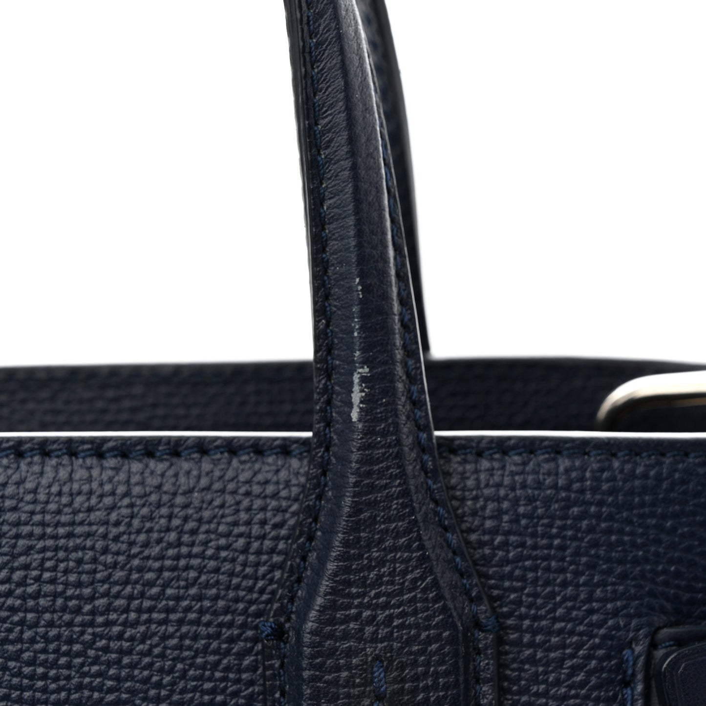 Grainy Calfskin House Check Small Banner Tote Regency Blue