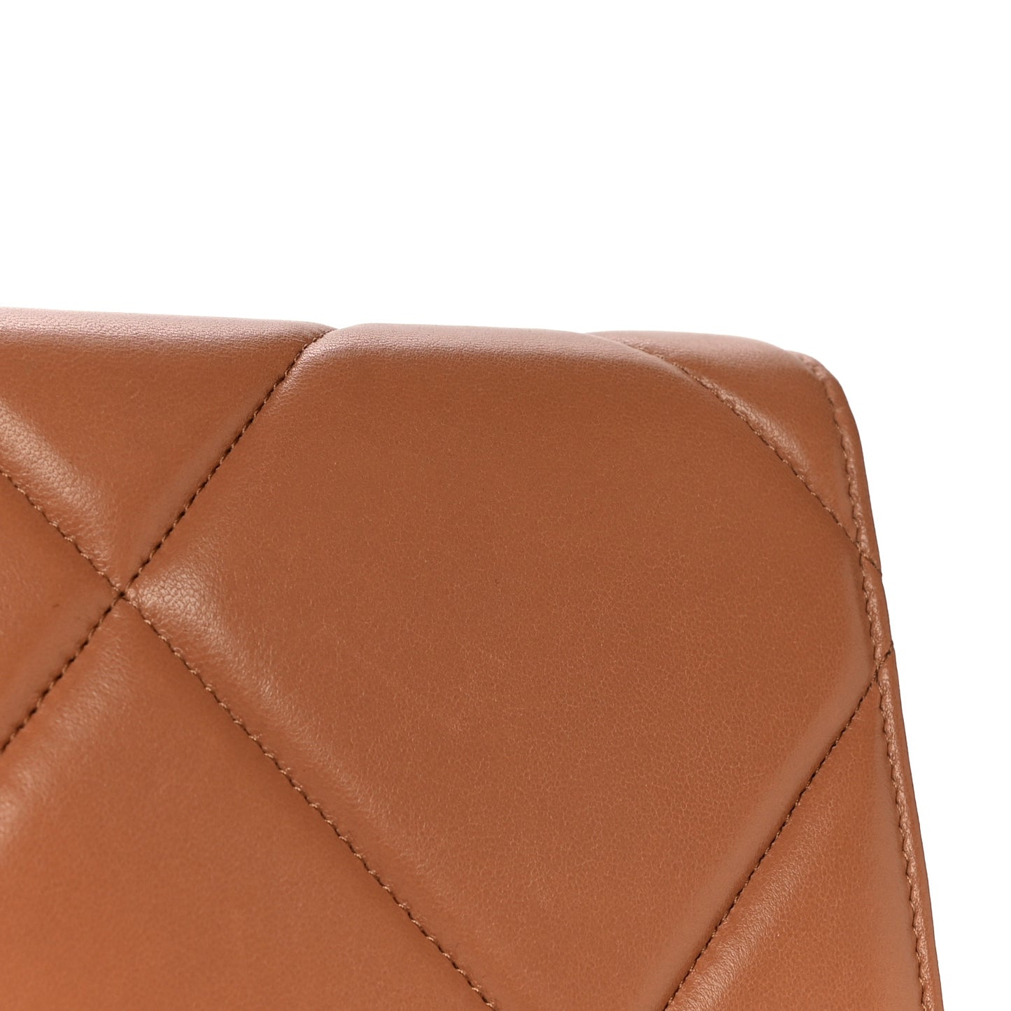 Lambskin Quilted Chanel 19 Flap Wallet Brown