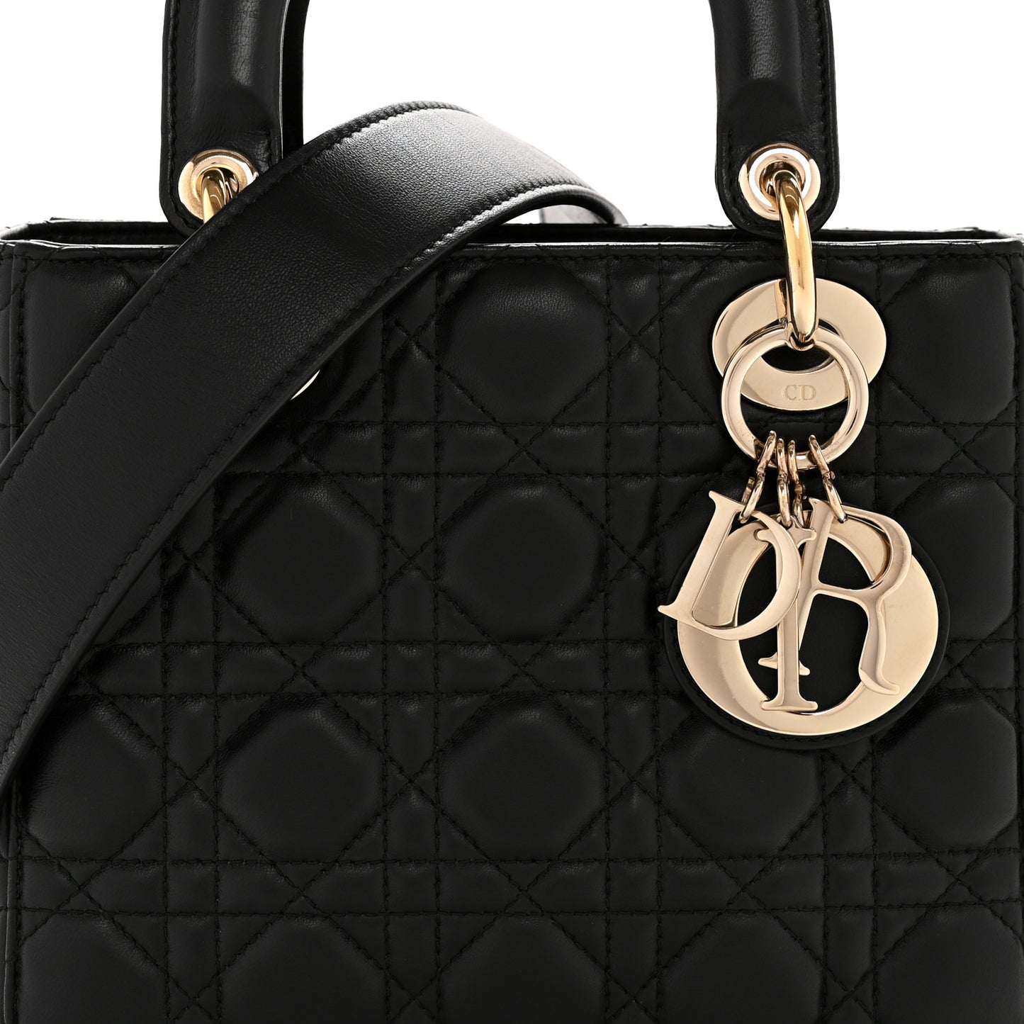 Lambskin Cannage Small Lucky Badges My Lady Dior Black
