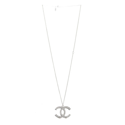 Chanel Crystal Timeless CC Necklace Silver 3 of 5