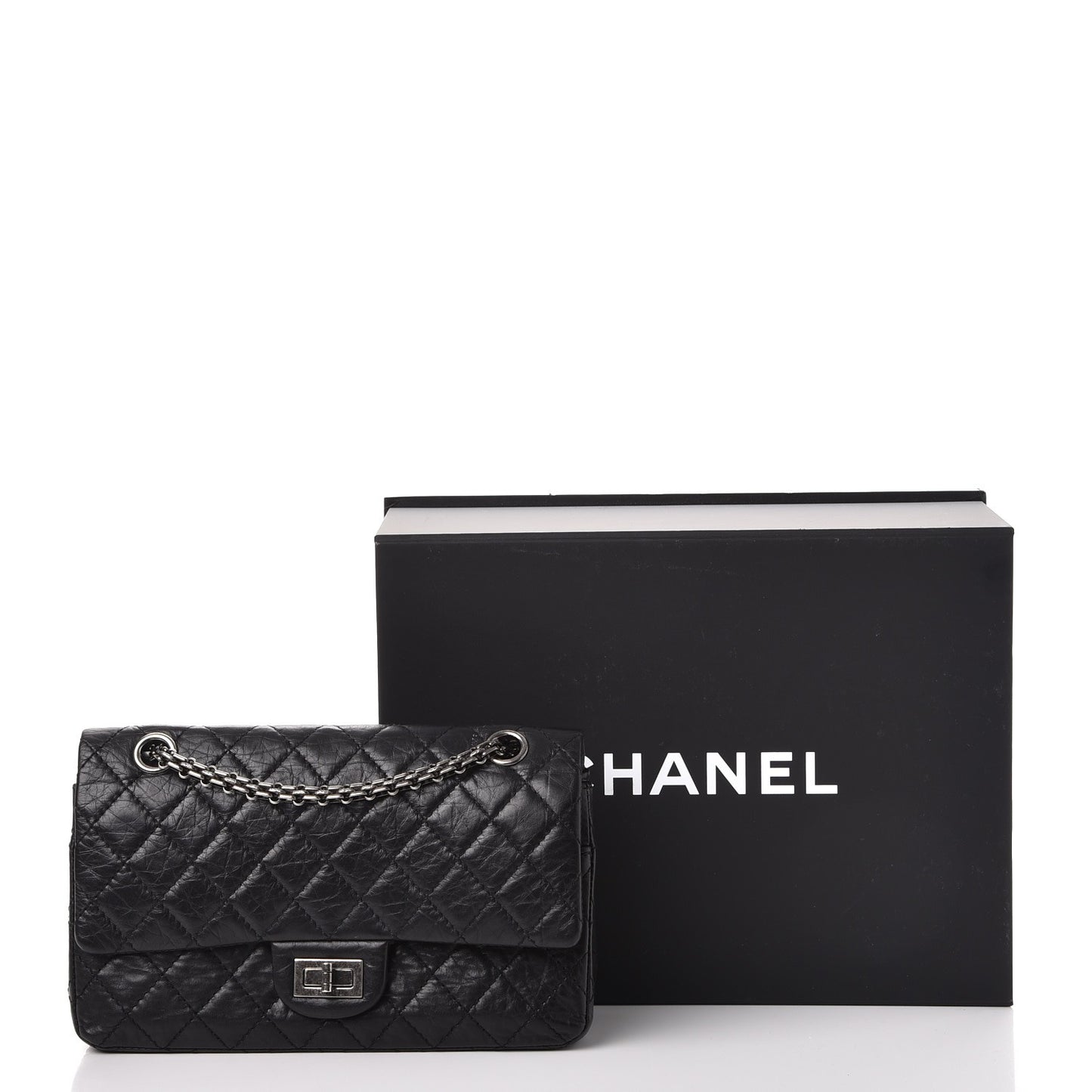 Aged Calfskin Quilted 2.55 Reissue 225 Flap Black