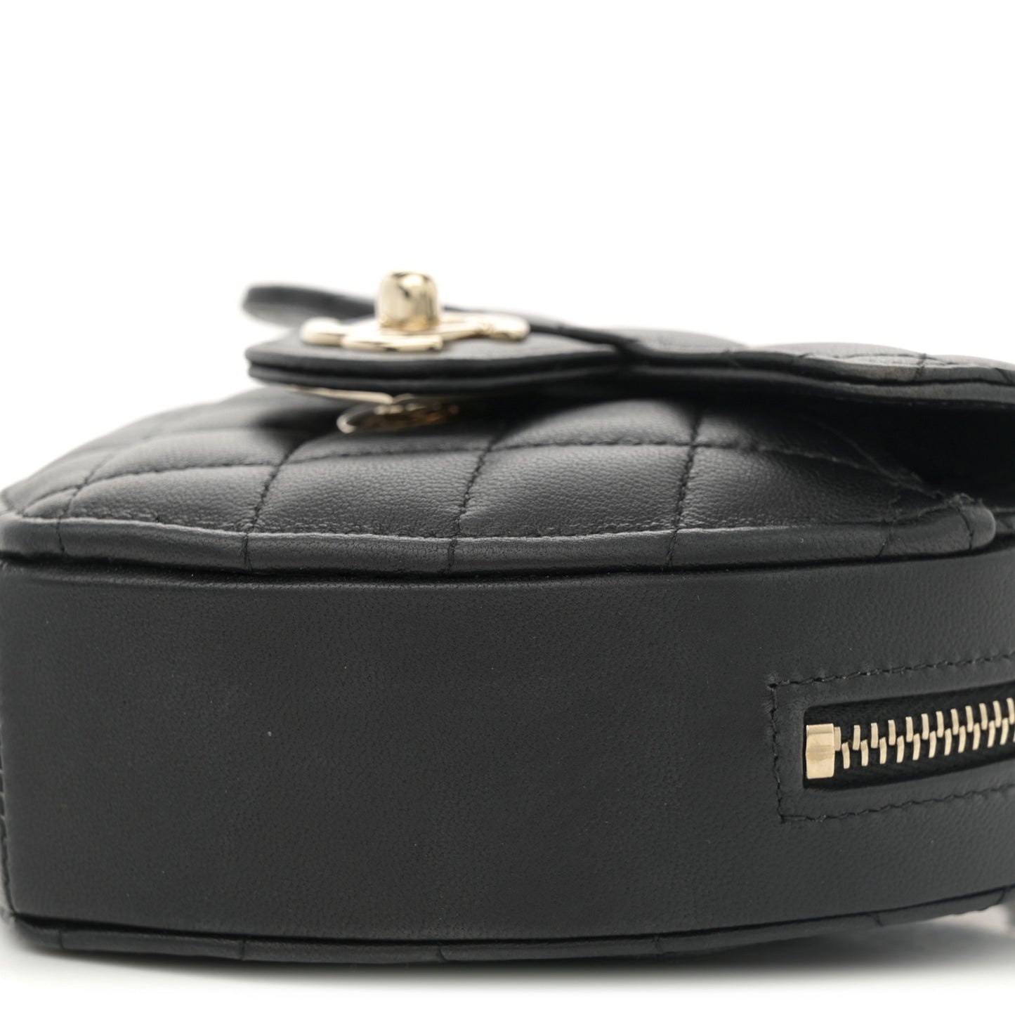Lambskin Quilted CC In Love Heart Clutch With Chain  Black