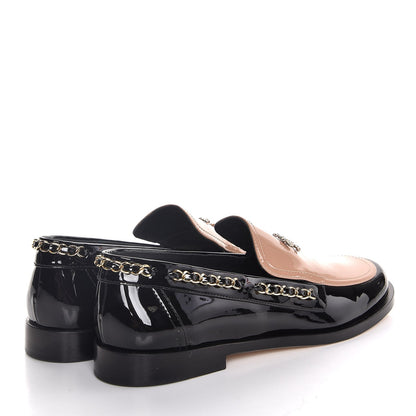 Chanel Patent Calfskin CC Chain Mocassin Loafers 41 Black Beige 4 of 9