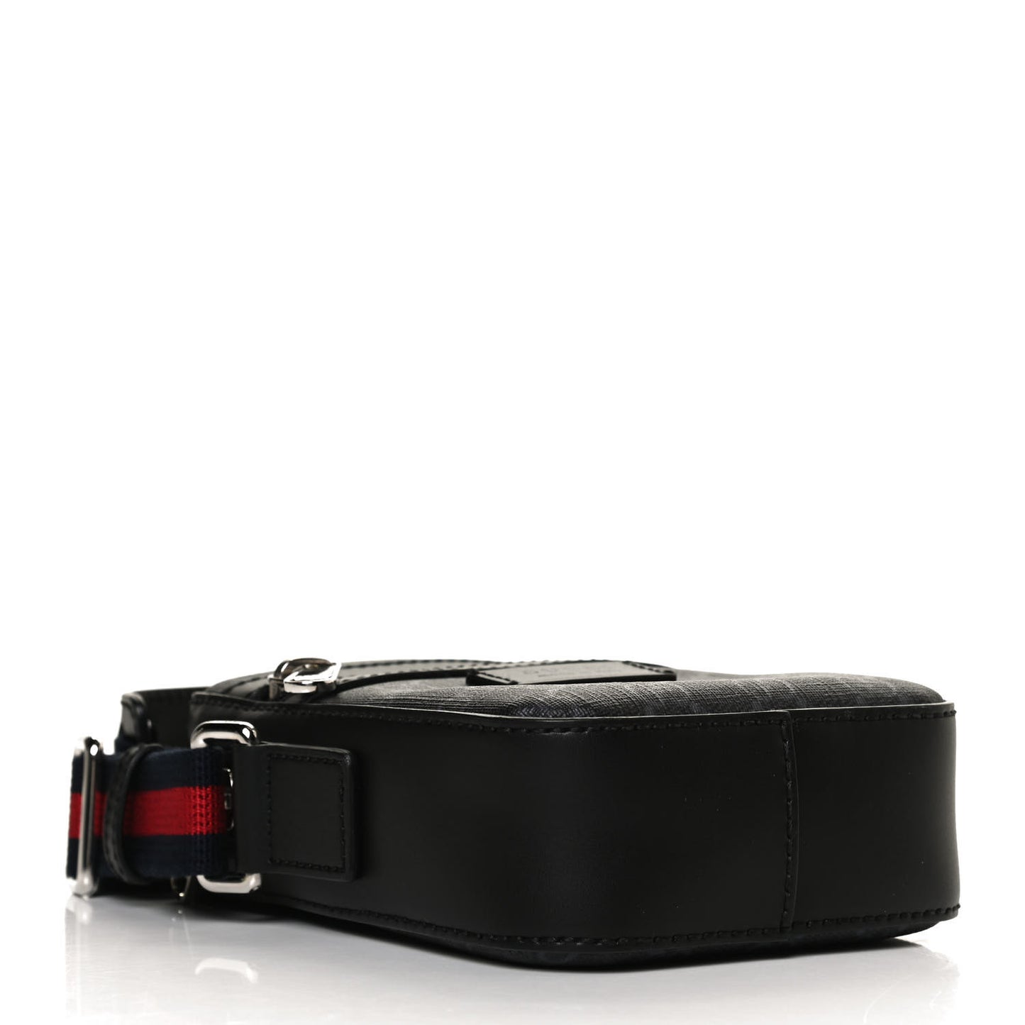 GG Supreme Monogram Appia Calfskin Web Small Camera Messenger Bag Black Grey