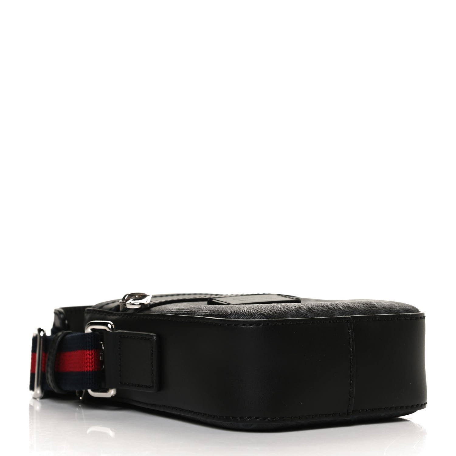 Gucci GG Supreme Monogram Appia Calfskin Web Small Camera Messenger Bag Black Grey 4 of 12