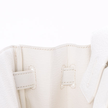 Hermes Taurillon Clemence Birkin 30 White 9 of 36