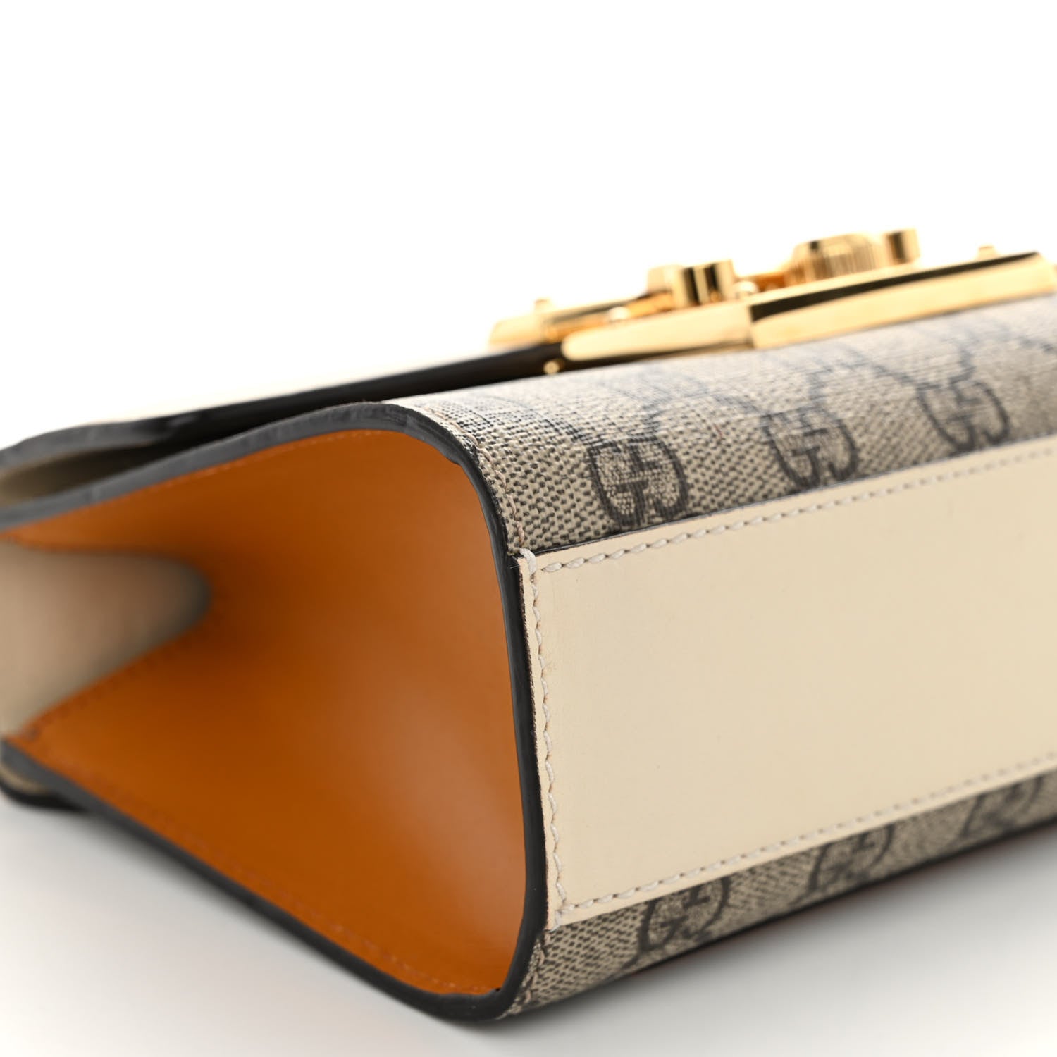 Gucci GG Supreme Monogram Calfskin Small Padlock Shoulder Bag Beige Mystic White Sun Oil 8 of 9