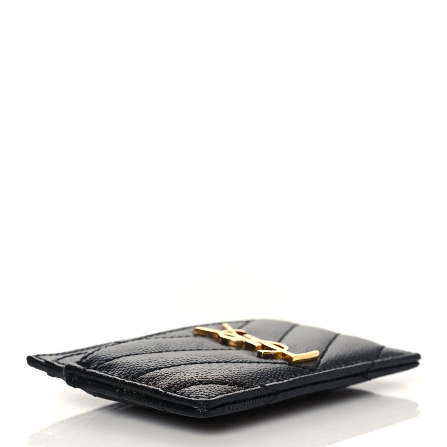Grain De Poudre Matelasse Chevron Monogram Credit Card Case Black
