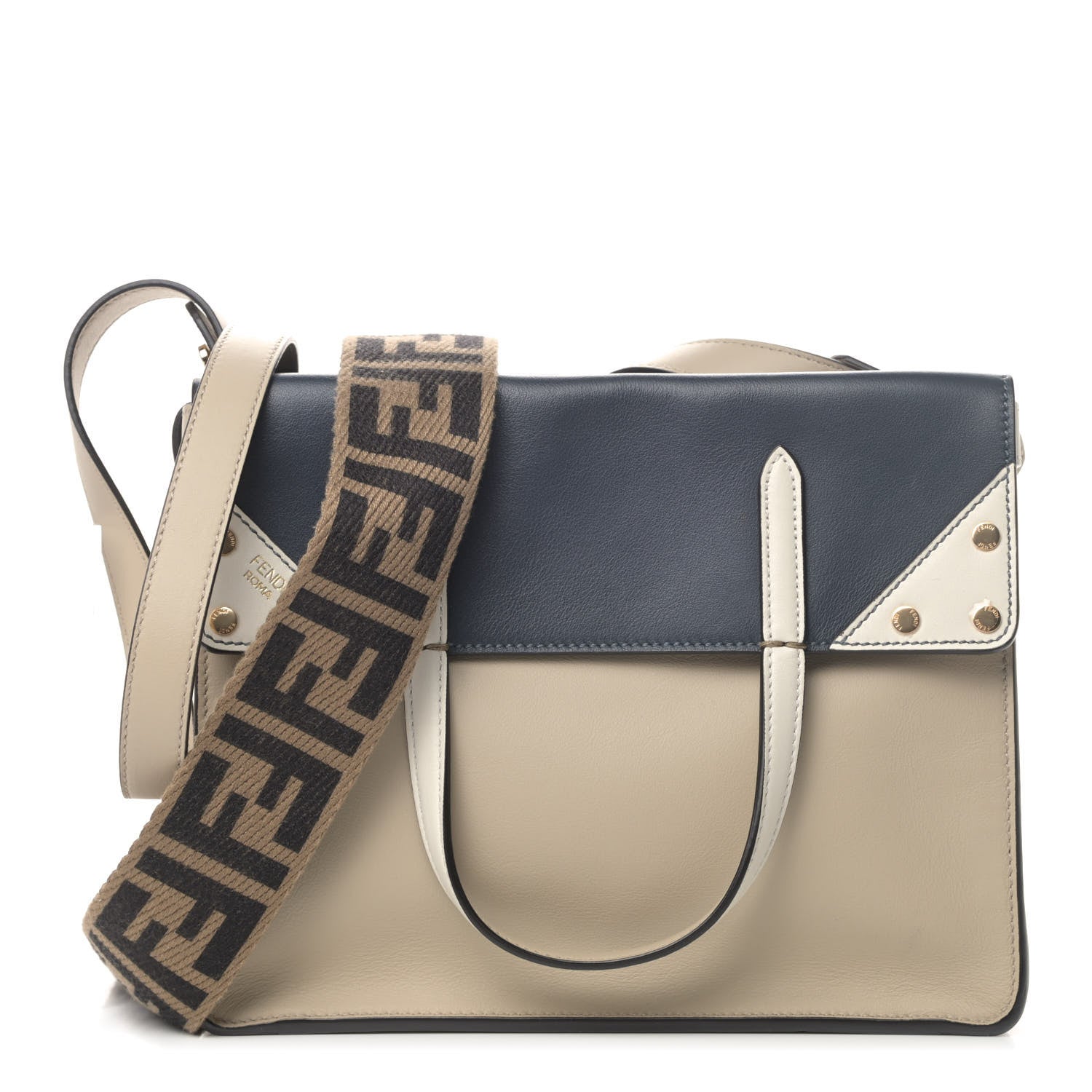 Fendi Vitello Grace FF 1974 Small Flip Tote Nuvola Notte Ice 1 of 6