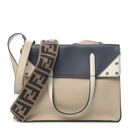 Fendi Vitello Grace FF 1974 Small Flip Tote Nuvola Notte Ice 1 of 6