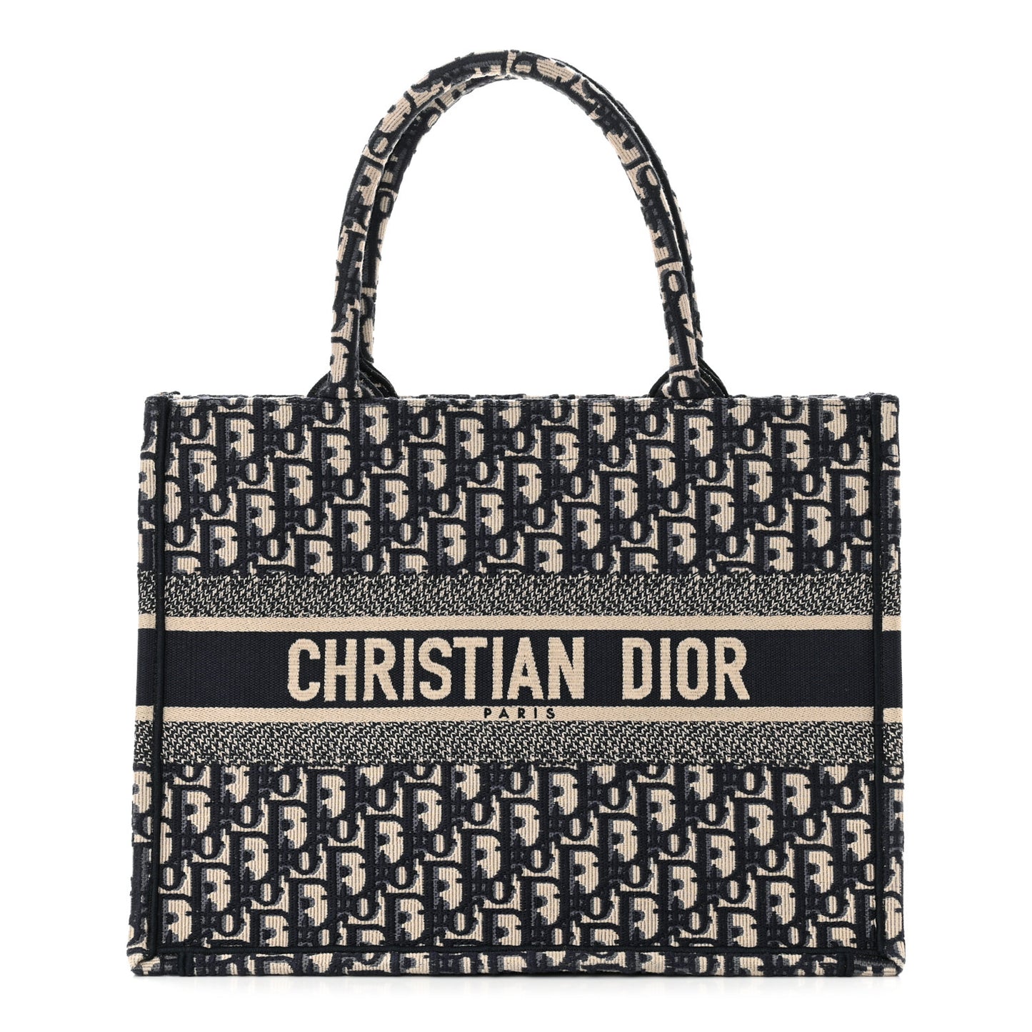 CHRISTIAN DIOR Oblique Medium Book Tote Blue Multicolor