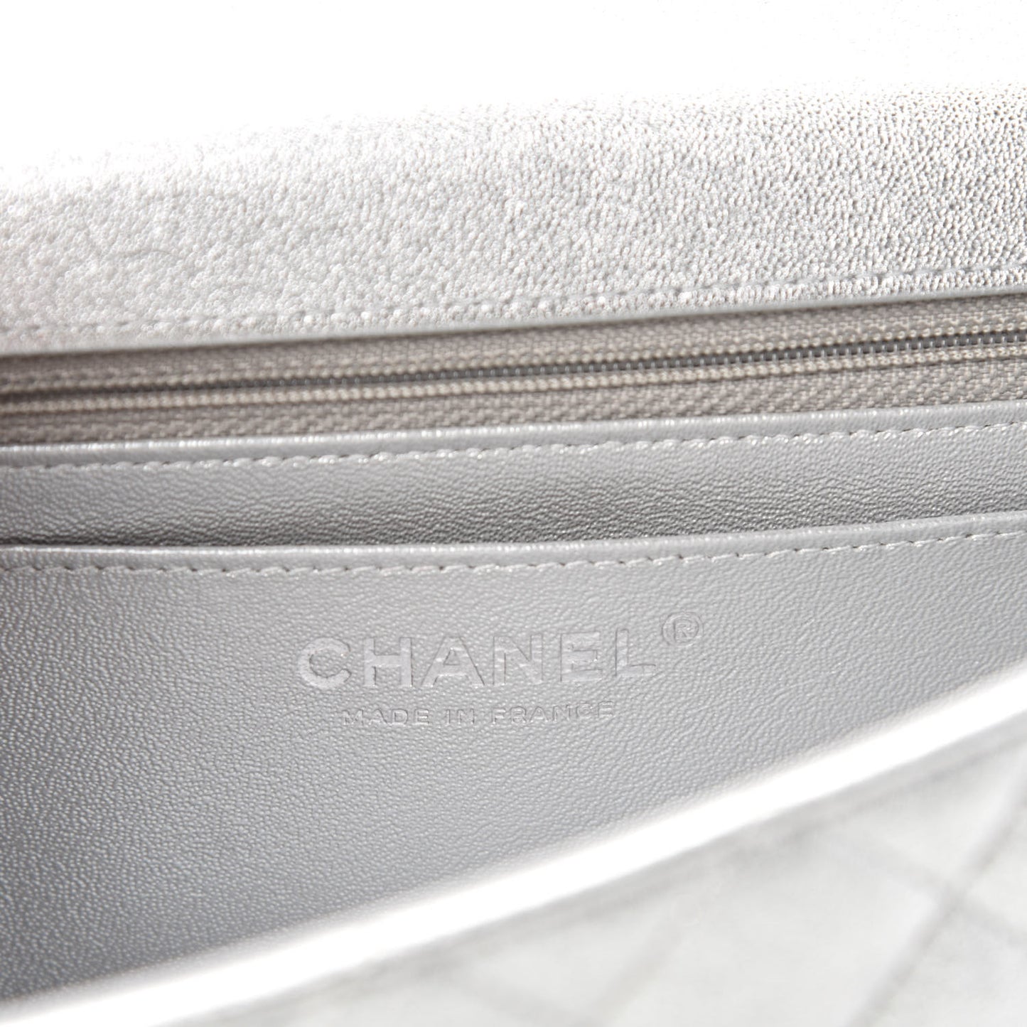 Metallic Lambskin Quilted Mini Rectangular Flap Silver