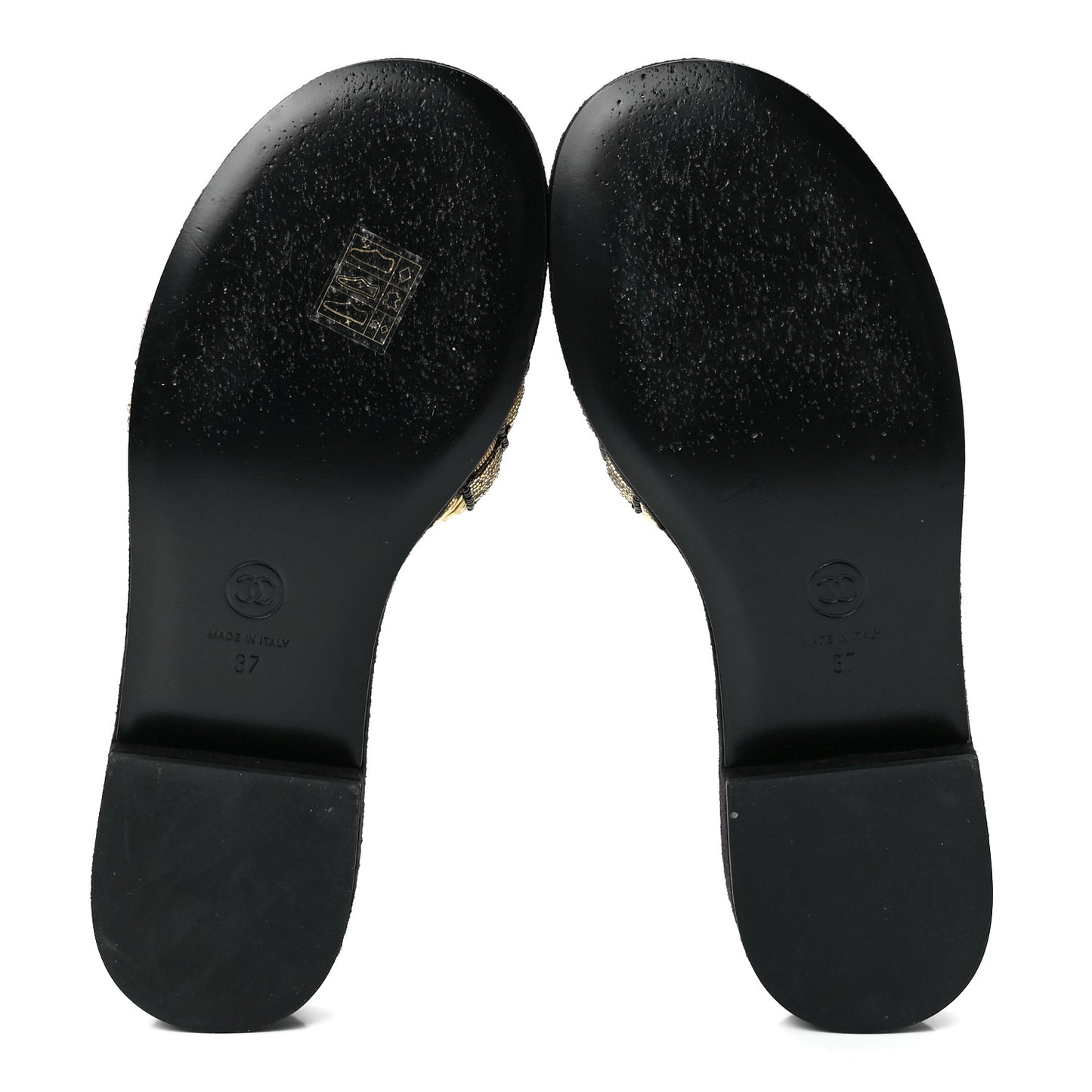 Pearl Embroidery CC Mules 37 Gold Black