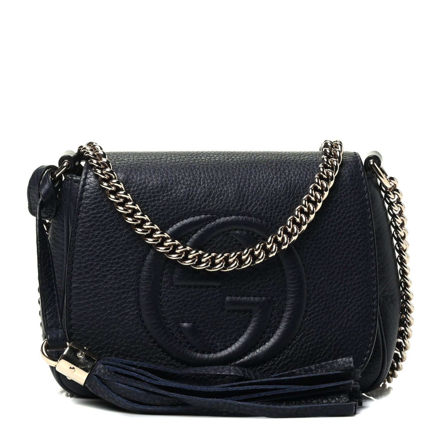 Pebbled Calfskin Small Soho Flap Crossbody Blue