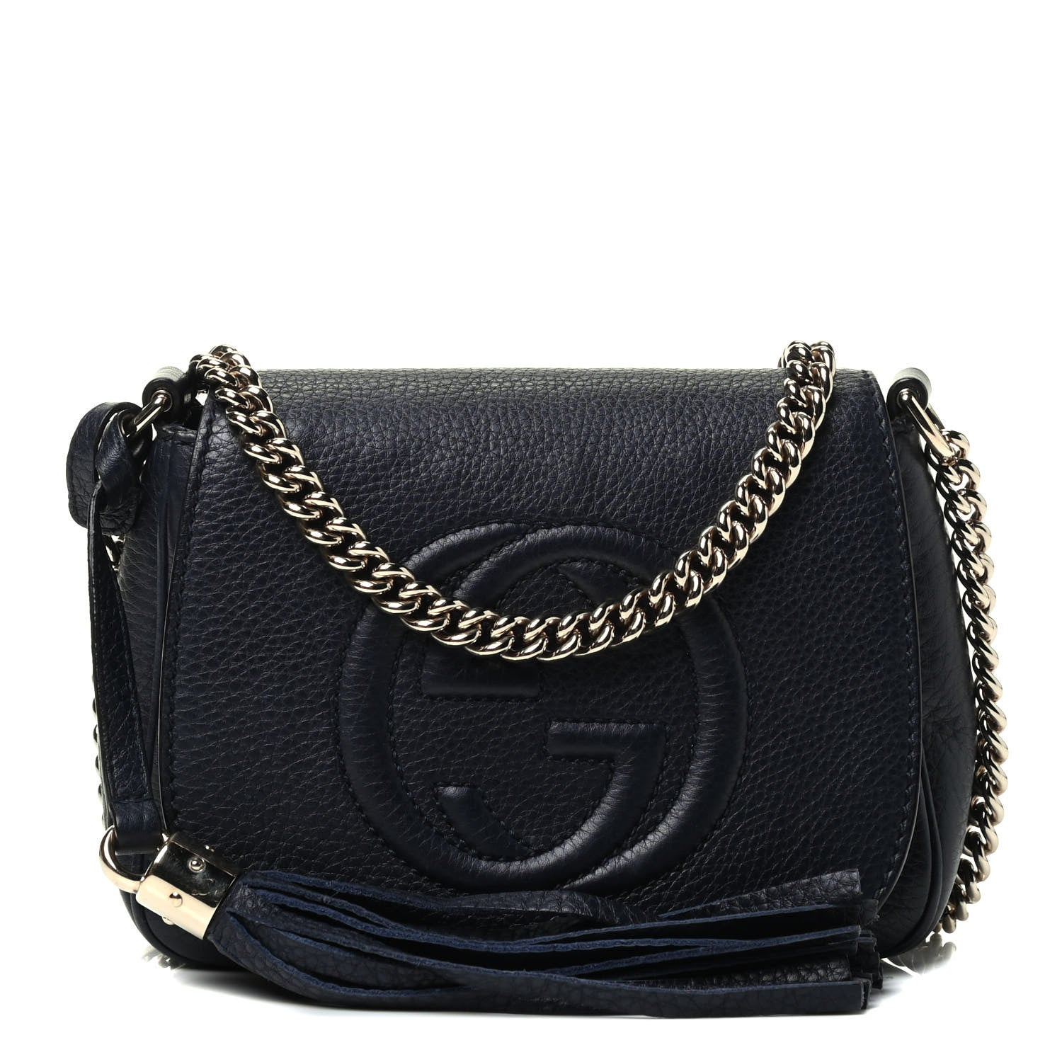 Gucci Pebbled Calfskin Small Soho Flap Crossbody Blue 1 of 4