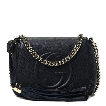 Gucci Pebbled Calfskin Small Soho Flap Crossbody Blue 1 of 4