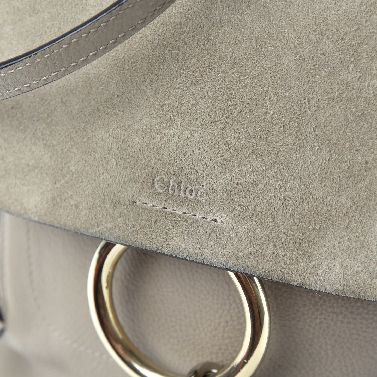 Suede Calfskin Small Faye Backpack Motty Grey