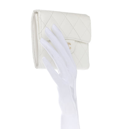 Chanel Caviar Quilted Compact Flap Wallet White 2 of 8