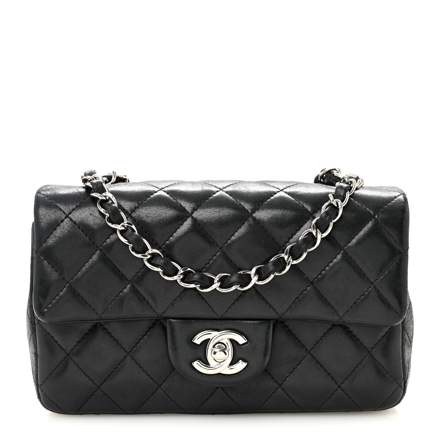 Chanel Lambskin Quilted Mini Rectangular Flap Black 1 of 15