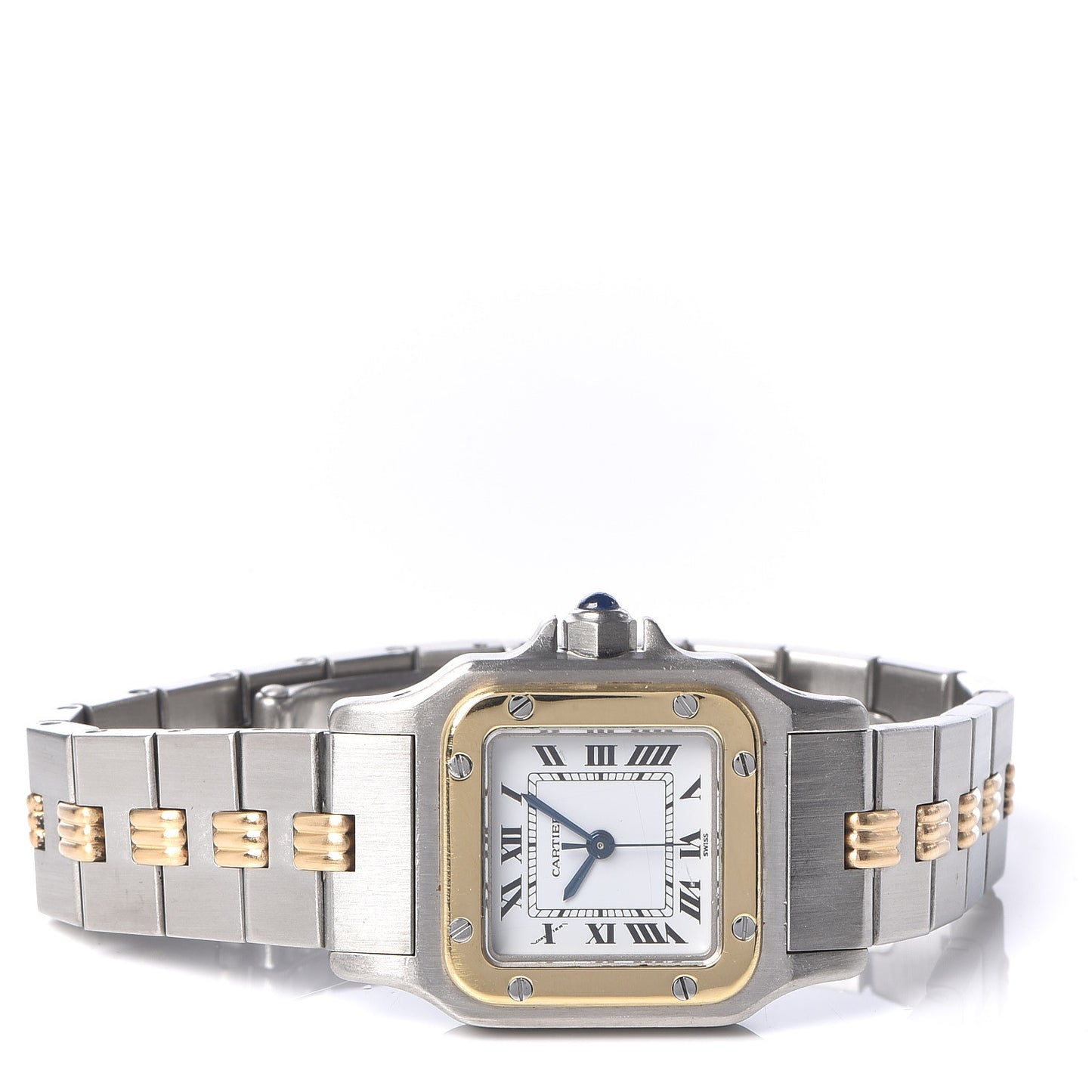 Stainless Steel 18K Yellow Gold 24mm Santos De Cartier Galbee Quartz Watch