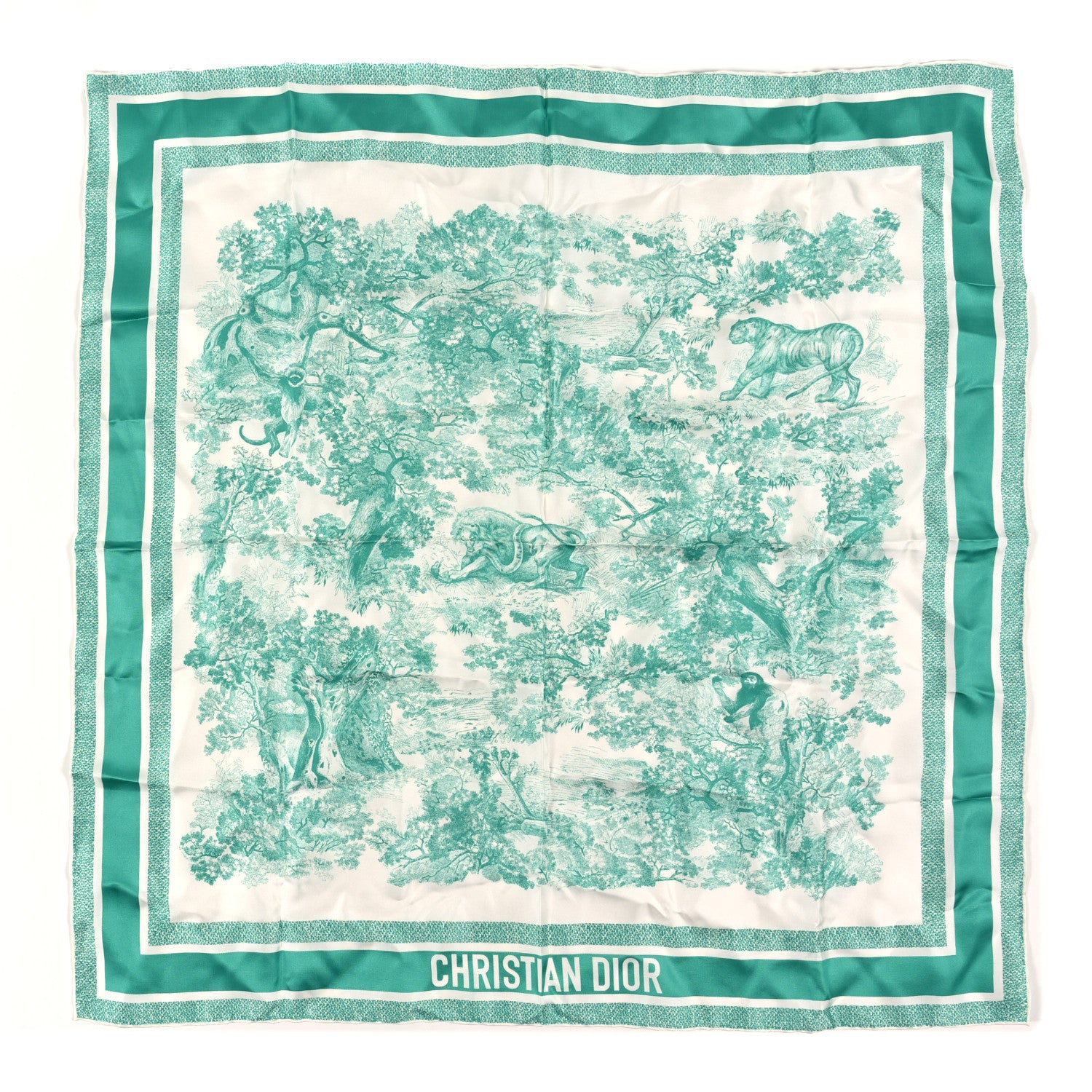 Christian Dior Silk Toile De Jouy Sauvage Square Scarf Aquamarina 1 of 3