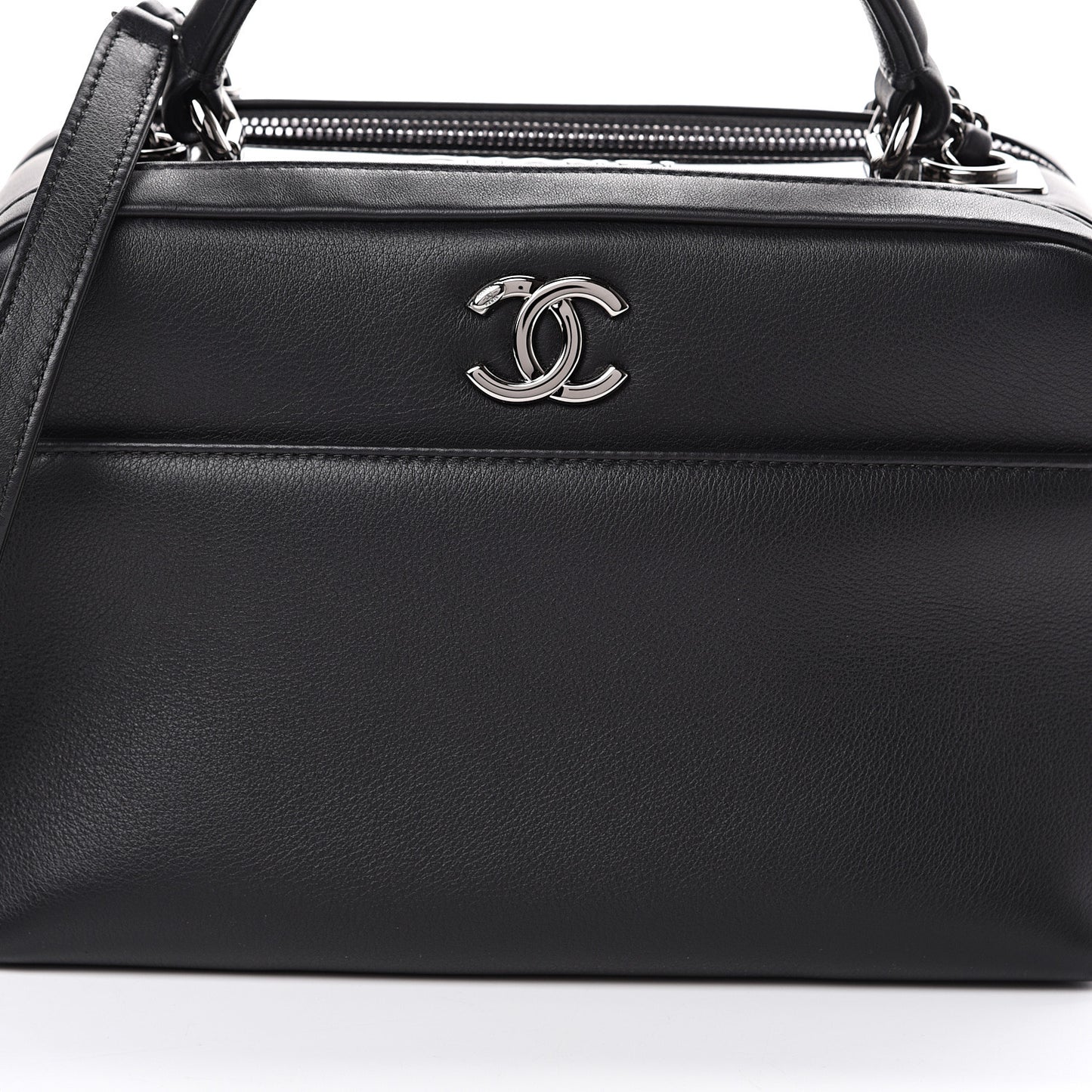 Calfskin Small Trendy CC Bowling Bag Black