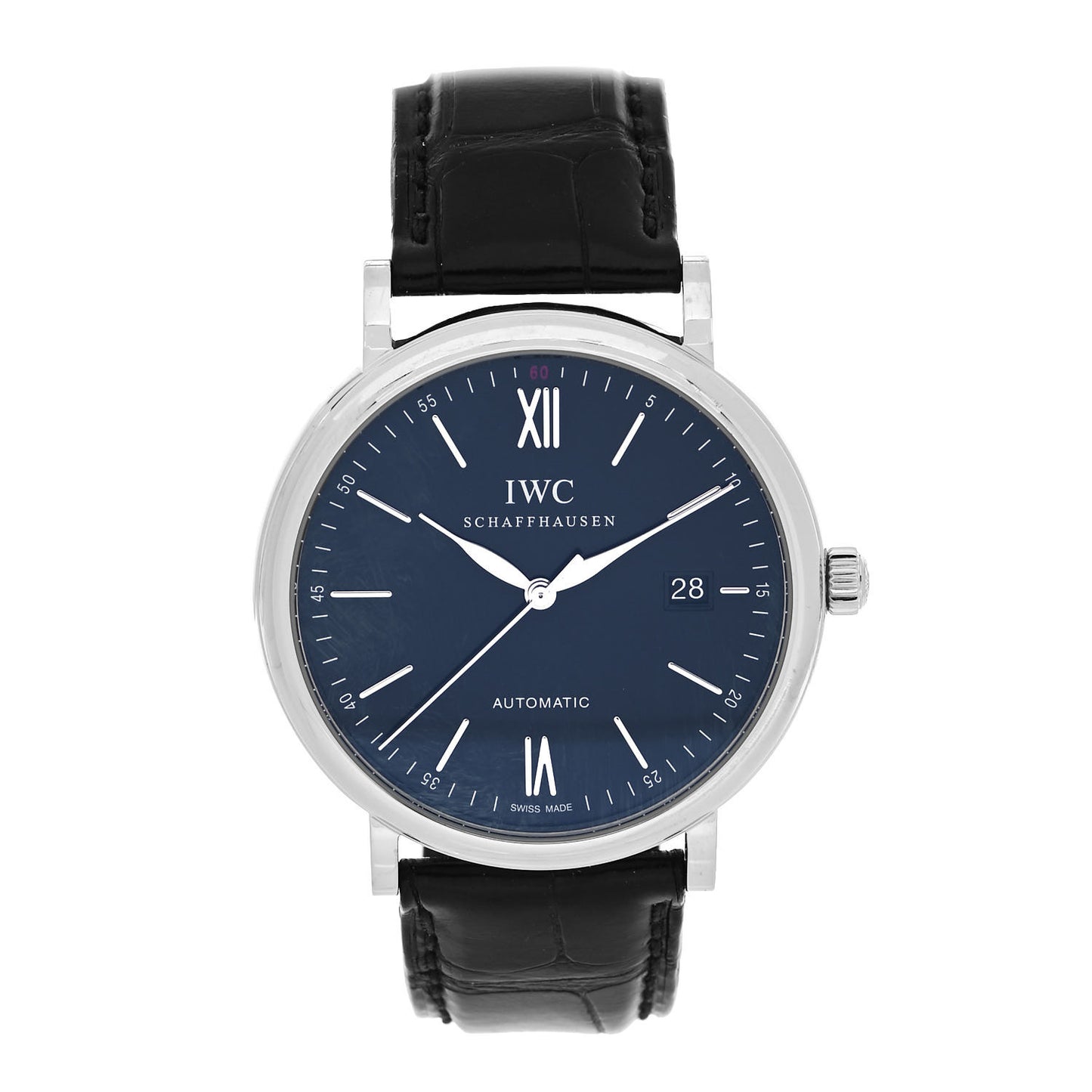Stainless Steel Alligator 40mm Portofino Automatic Watch Blue IW356502