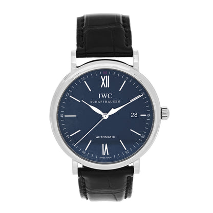 IWC Stainless Steel Alligator 40mm Portofino Automatic Watch Blue IW356502 1 of 5
