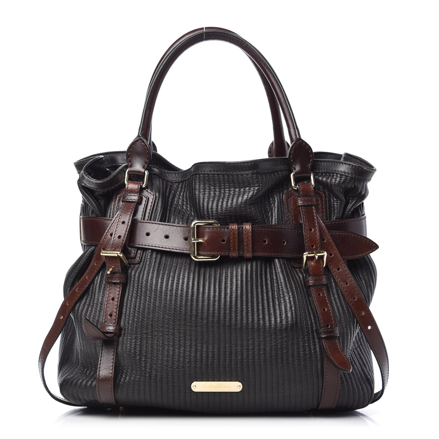 Burberry Calfskin Quilted Belt Tote Black 1 of 21
