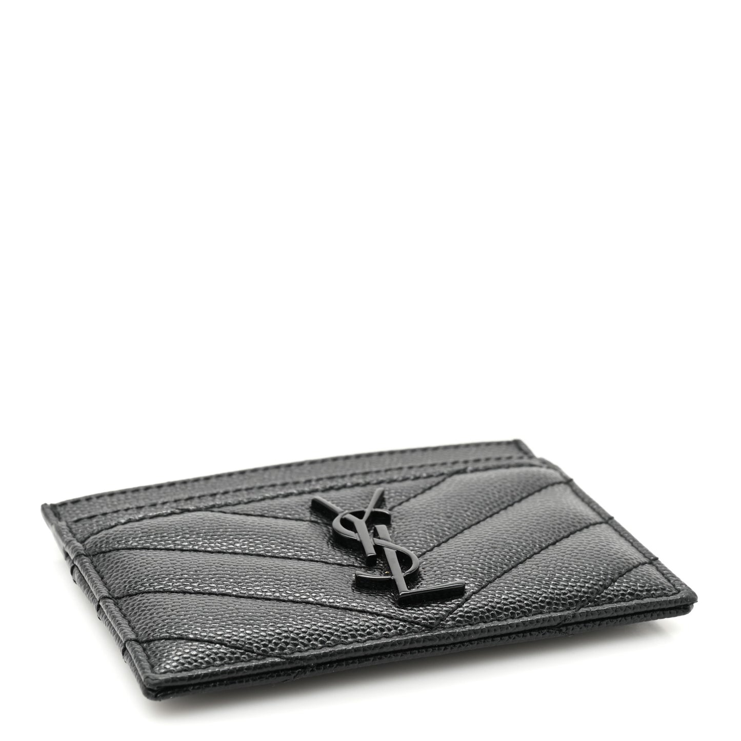 Grain De Poudre Matelasse Chevron Monochrome Monogram Credit Card Case Black