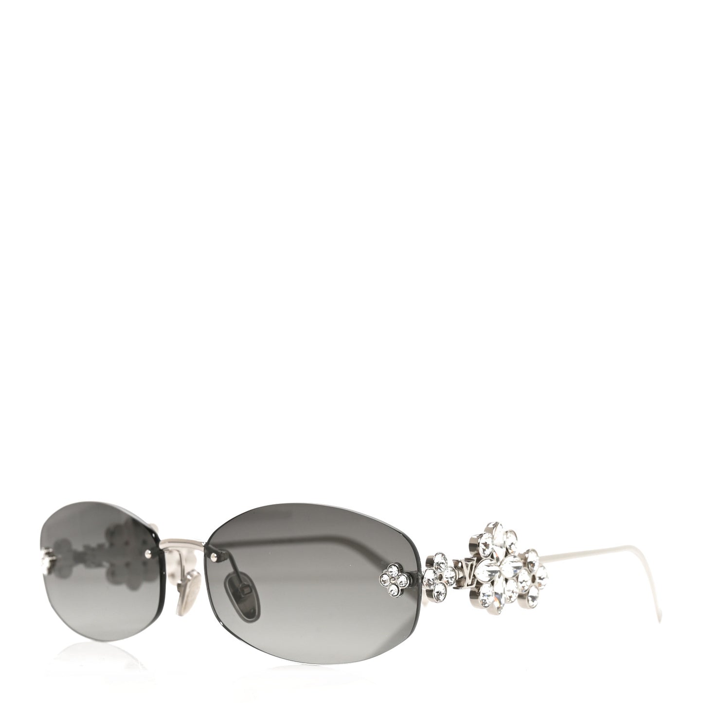 Metal Crystal Oval LV Dazzling Sunglasses Z3186U Silver