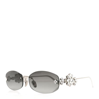 Louis Vuitton Metal Crystal Oval LV Dazzling Sunglasses Z3186U Silver 1 of 8