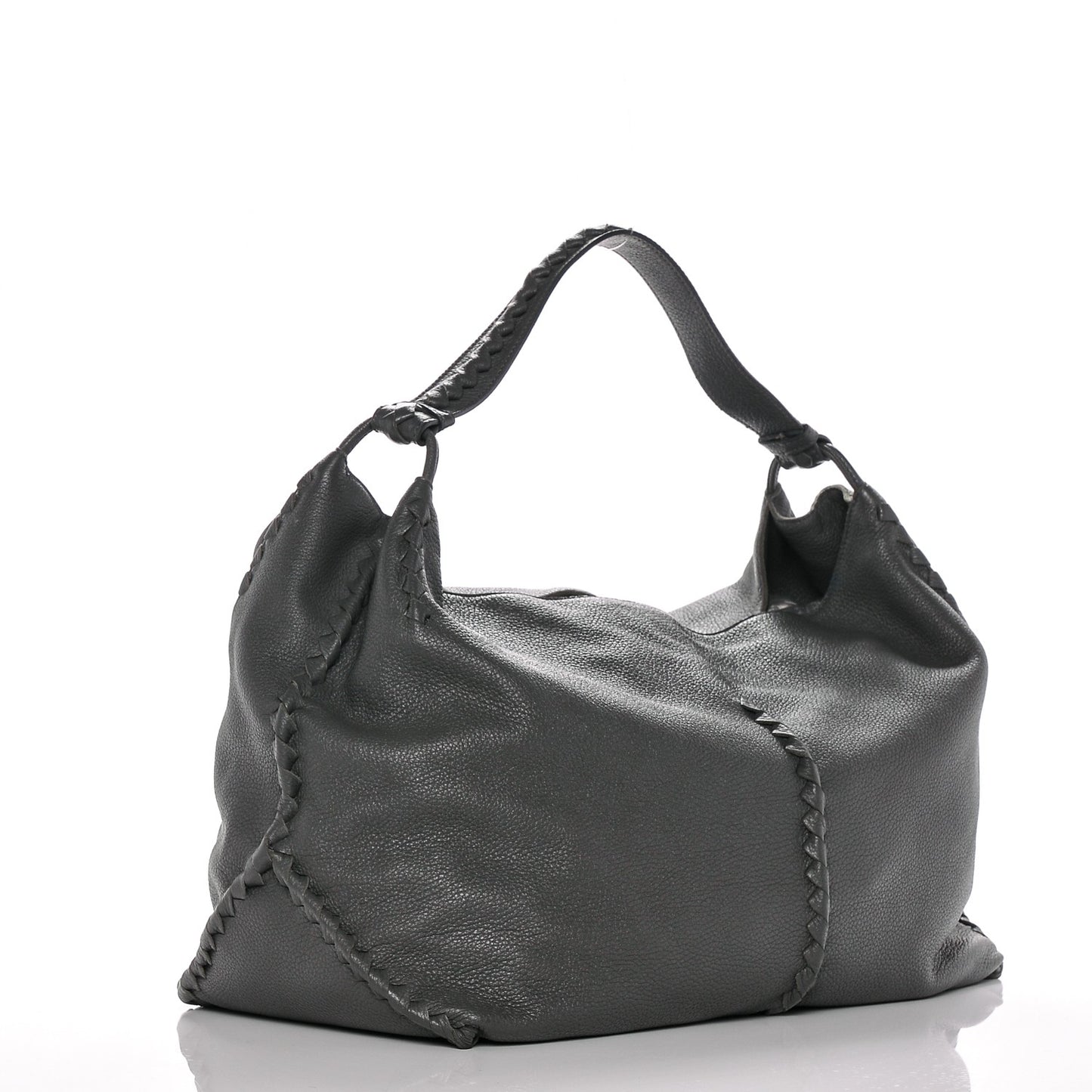Washed Cervo Deerskin Shoulder Bag New Light Grey