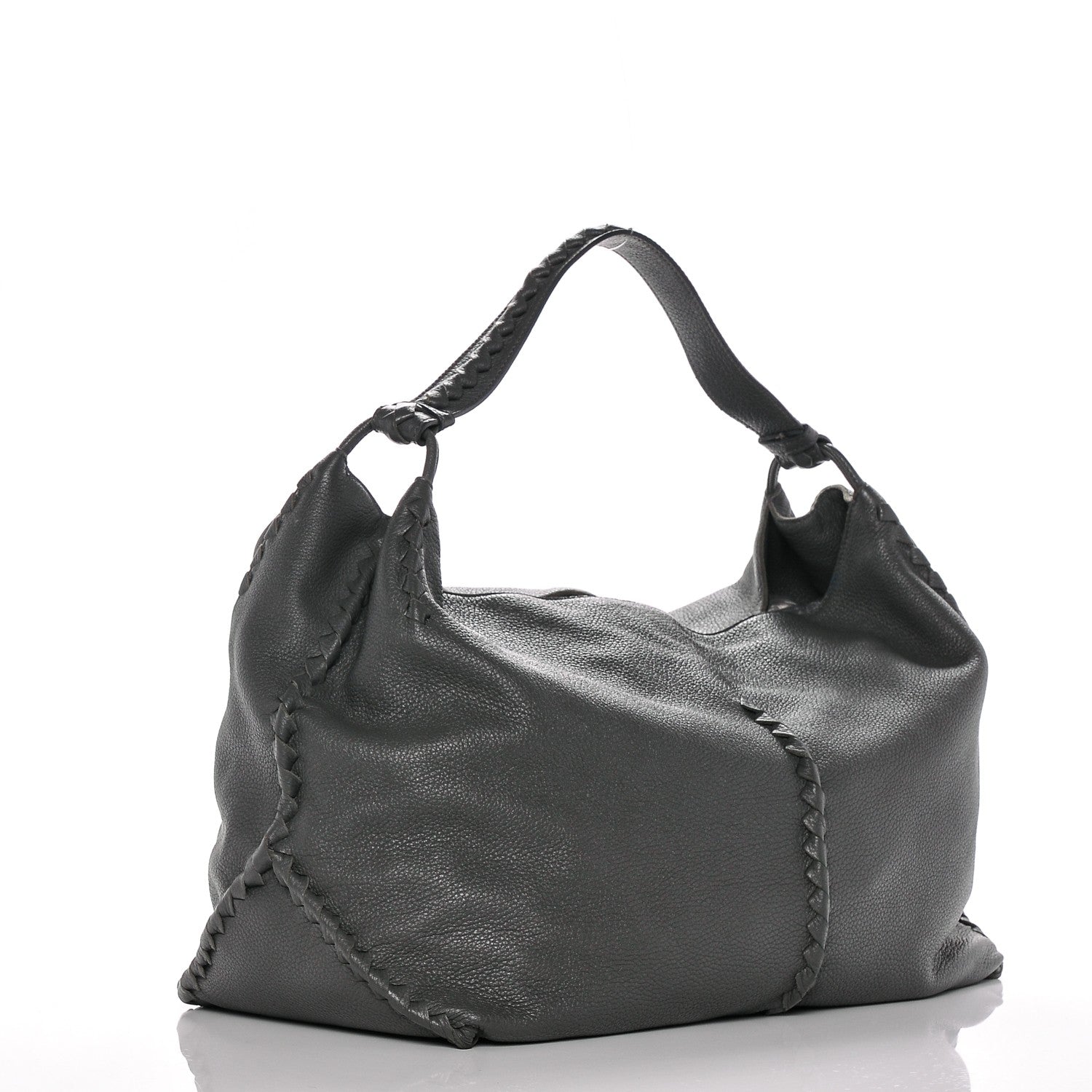 Bottega Veneta Washed Cervo Deerskin Shoulder Bag New Light Grey 3 of 6